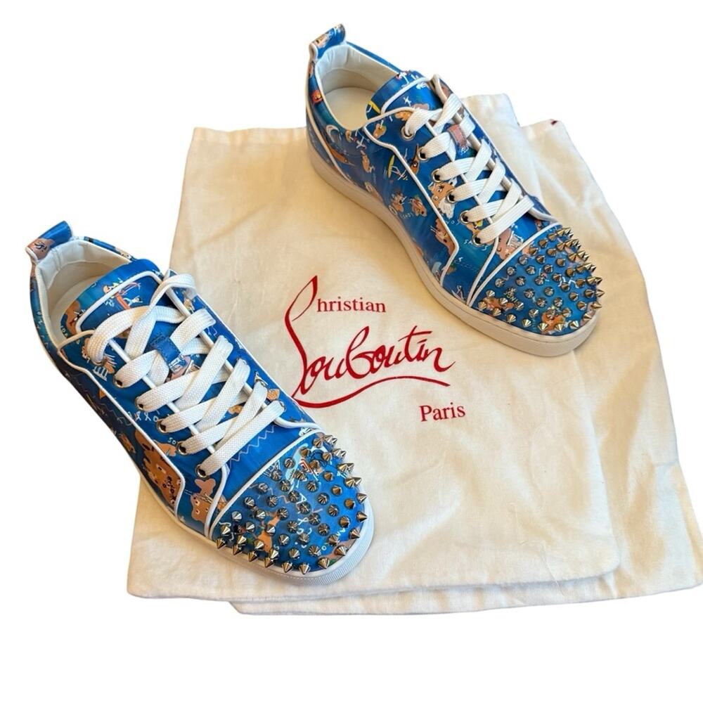 Christian Louboutin Louis Junior Spikes Sneakers Oddyssey Print EU 40 US 10